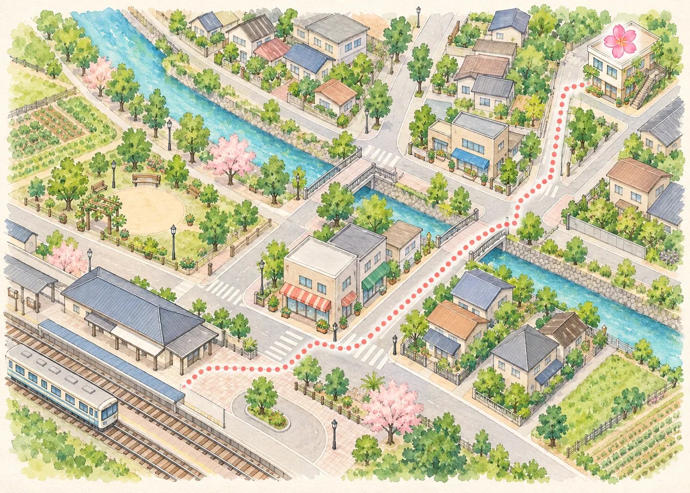 三郷駅から教室までのイラスト地図（見本）